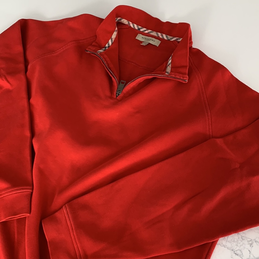 Burberry Red Quarter-Zip Pullover Sweatshirt